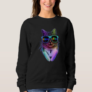 Cat Pet Bevackra sommarglasögon Coola Ansikte Head T Shirt