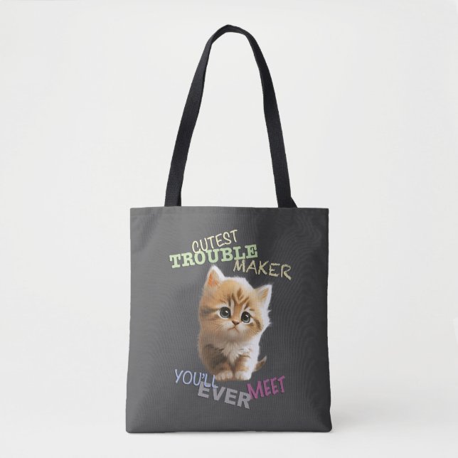 Cat Pet Cuttest Trouble Maker Cute Adsible Funny Tygkasse (Framsida)
