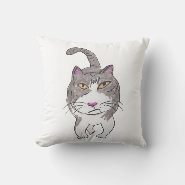 Cat Pet Doodle Art Humor Roligt Kudde (Framsida)