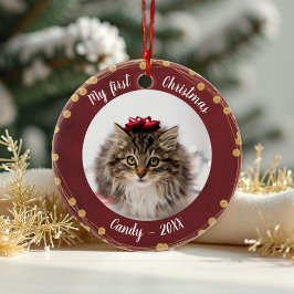 Cat Pet First jul Photo Rustic Light Wreaths Julgransprydnad Keramik