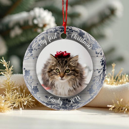Cat Pet First jul Photo Wreaths Silver Foods Julgransprydnad Keramik