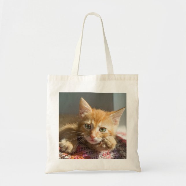 CAT PET-FOTO TILL TOT, PERSONLISERA TOTE BAG TYGKASSE (Framsidan)