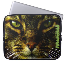 Cat Pet Hypnotizing Ögon Photo Text Laptop Fodral