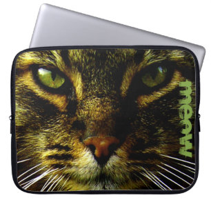 Cat Pet Hypnotizing Ögon Photo Text Laptop Fodral