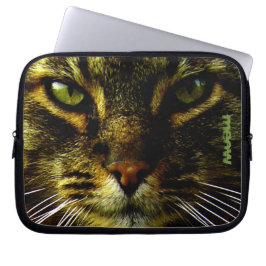 Cat Pet Hypnotizing Ögon Photo Text Laptop Sleeve