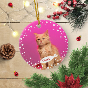 Cat Pet Keepsak jul - enkelt foto Julgransprydnad Keramik