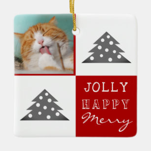 Cat Pet Merry Jolly Julgran Helgdag Photo Julgransprydnad Keramik