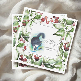 Cat Pet Portrait Christmas Cocktail Napkins Pappersservett