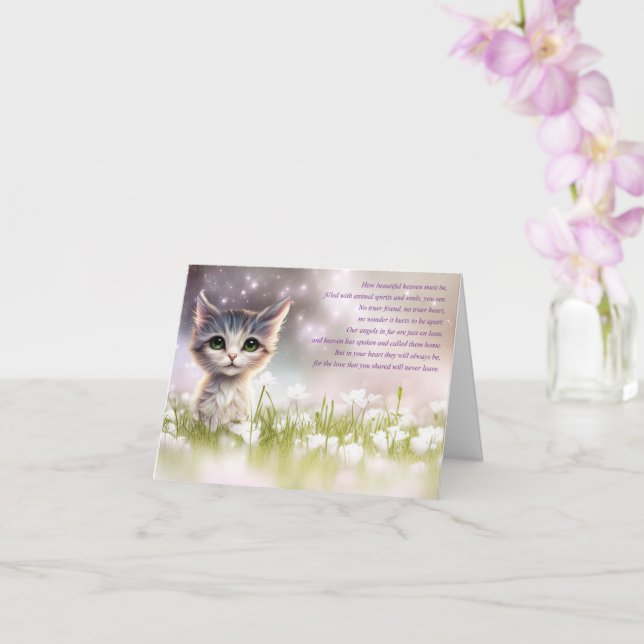 Cat Pet Sympathy Spiritual Poem Kitten Flowers Kort (Orkide)
