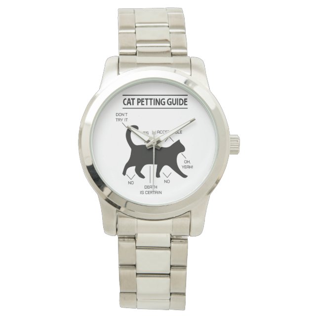Cat Petting Guide Watch (svart utskrift) Armbandsur (Framsida)