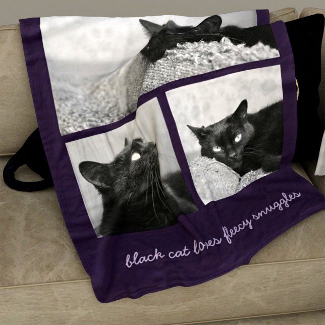 Cat Photo Collage Lila Pet Fleece Blanket (Skapare uppladdad)