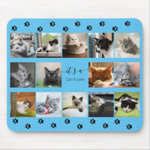 Cat Photo Collage med Tass avtryck musmatta