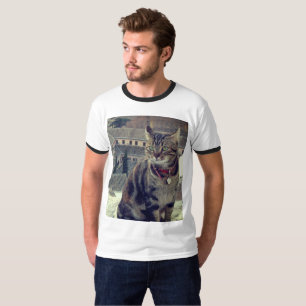 Cat Photo Manar Basic Ringer T-Shirt, White/Black Tee Shirt