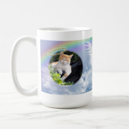 Cat Photo Memorial Angel Vingar Halo och Rainbow Kaffemugg