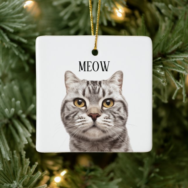 Cat Photo Meow Christmas Ornament (Träd)