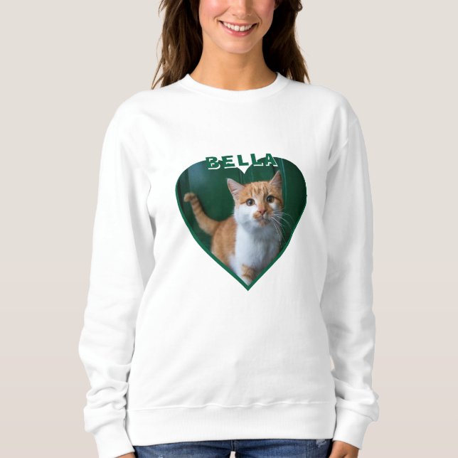 Cat Photo Namn Heart Cat Owner T-Shirt (Framsida)