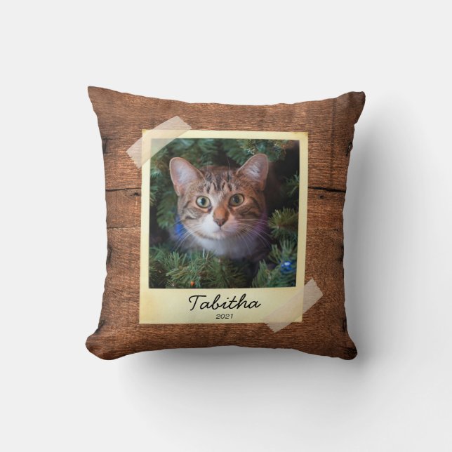 Cat Photo Ram Rustic Personlig Dekorativ kudde (Framsida)