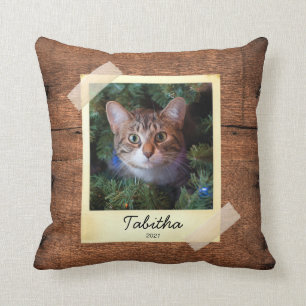 Cat Photo Ram Rustic Personlig Dekorativ kudde