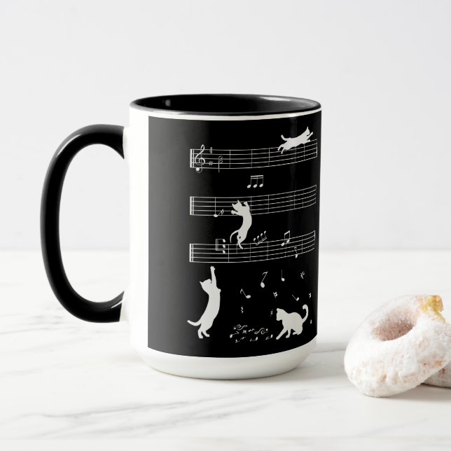 Cat Piano Notes Party Coffee Mugg (Med munk)