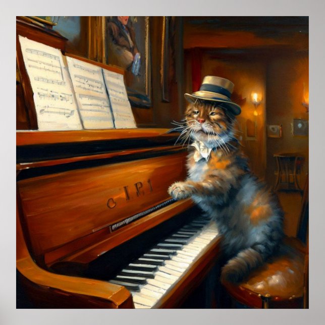 Cat Piano Player Poster (Framsidan)