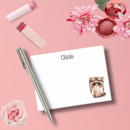 Cat pilot Cat Mom watercolor custom funny office Post-it Block