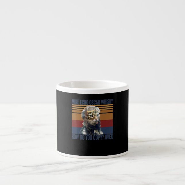Cat Pilot Mike Echo Oscar Whisky Costume Gift Espressomugg (Framsidan)