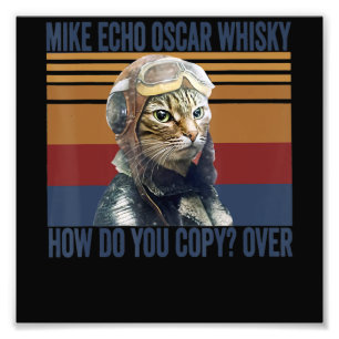 Cat Pilot Mike Echo Oscar Whisky Costume Gift Fototryck