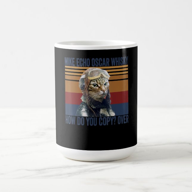 Cat Pilot Mike Echo Oscar Whisky Costume Gift Kaffemugg (Center)