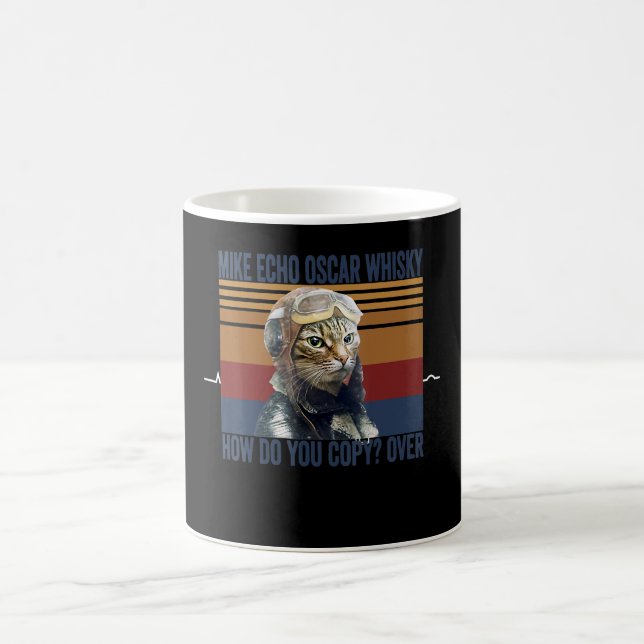 Cat Pilot Mike Echo Oscar Whisky Costume Gift Kaffemugg (Center)