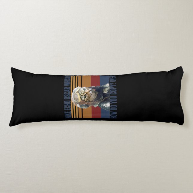 Cat Pilot Mike Echo Oscar Whisky Costume Gift Kroppskudde (Framsidan)