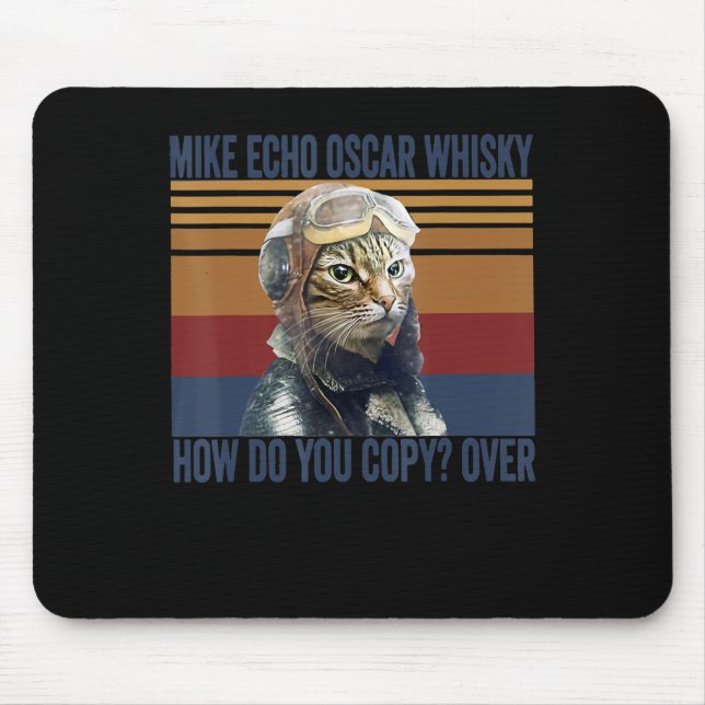 Cat Pilot Mike Echo Oscar Whisky Costume Gift Musmatta (Framsidan)