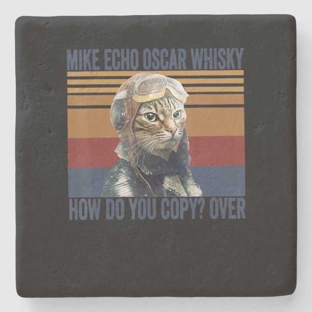 Cat Pilot Mike Echo Oscar Whisky Costume Gift Stenunderlägg (Framsidan)