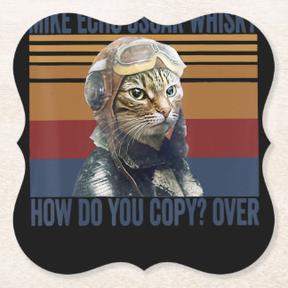 Cat Pilot Mike Echo Oscar Whisky Costume Gift Underlägg Papper