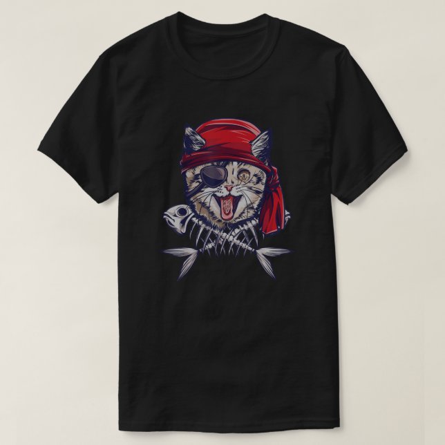 Cat Pirat Funny Cat Pirat Gift kapten Cat T Shirt (Design framsida)