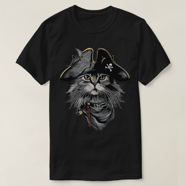 Cat Pirat Prata som en pirat T Shirt (Design framsida)