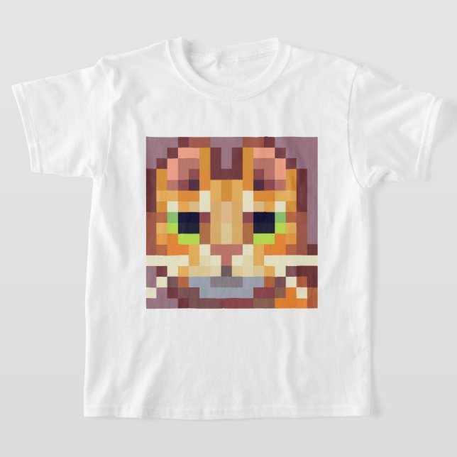 Cat pixel art,  t shirt (Laydown)