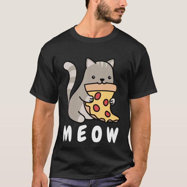 Cat Pizza Cat Owner Fast Food  Cats Humorous Fun T Shirt (Framsida)