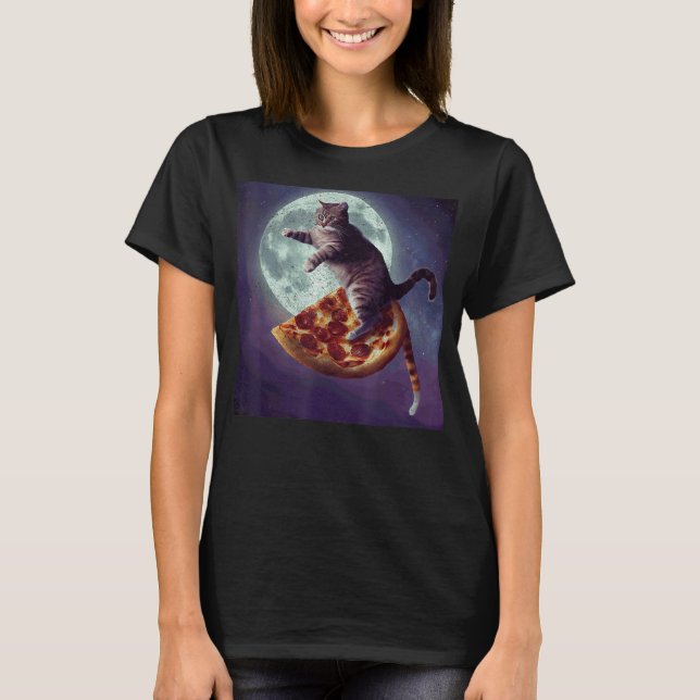 Cat Pizza Måne T Shirt (Framsida)
