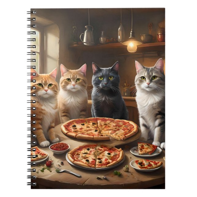 Cat Pizza Night Anteckningsbok (Framsidan)