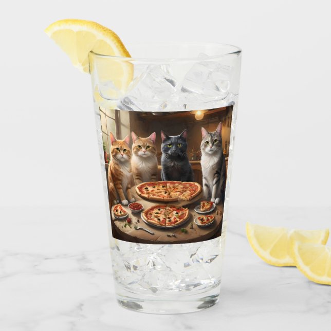 Cat Pizza Night Glaskopp (Framsida Ice)