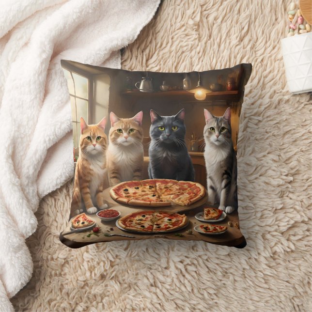 Cat Pizza Night Kudde (Filt)