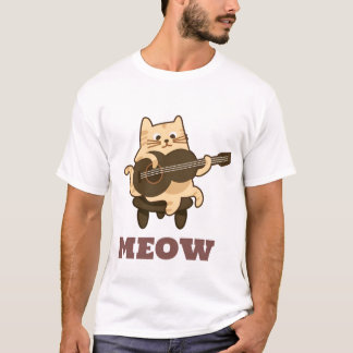 Cat Play Guitar - Lusnyt Meow Kattunge Music-desig T Shirt