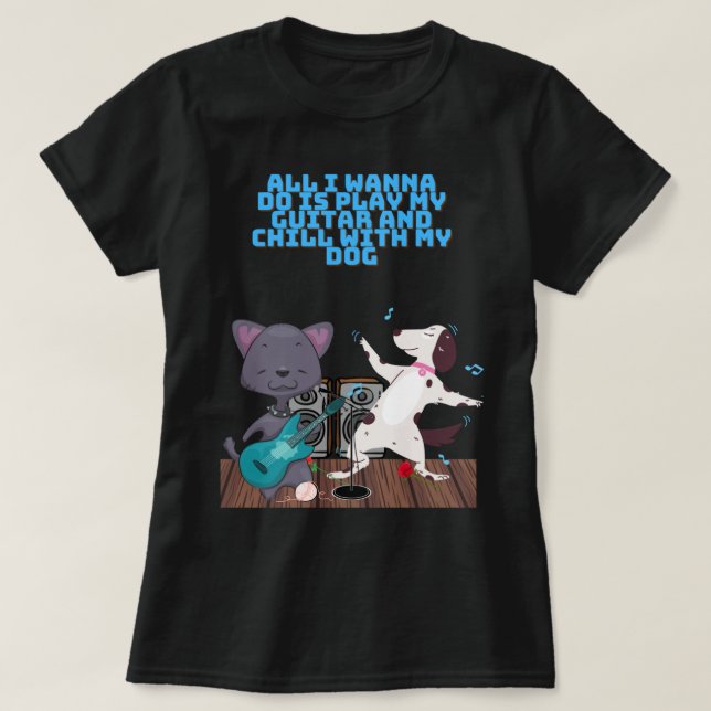 CAT PLAY GUITAR T SHIRT (Design framsida)