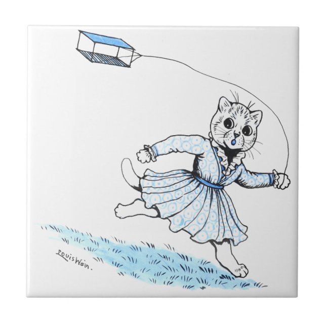 Cat Play Kite, Louis Wain Kakelplatta (Framsidan)