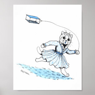 Cat Play Kite, Louis Wain Poster