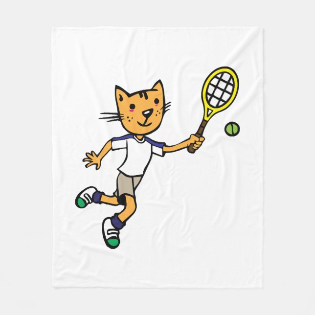 Cat play tennis fleecefilt (Framsidan)