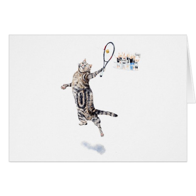 Cat Played Tennis Hälsningskort (Framsidan Horizontal)