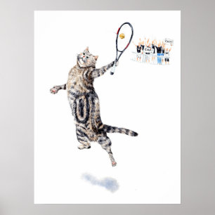 Cat Played Tennis Poster