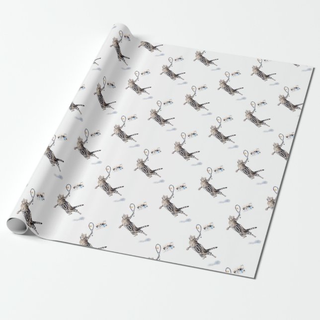 Cat Played Tennis Presentpapper (Utrullad)