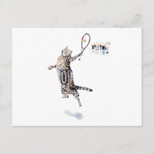 Cat Played Tennis Vykort